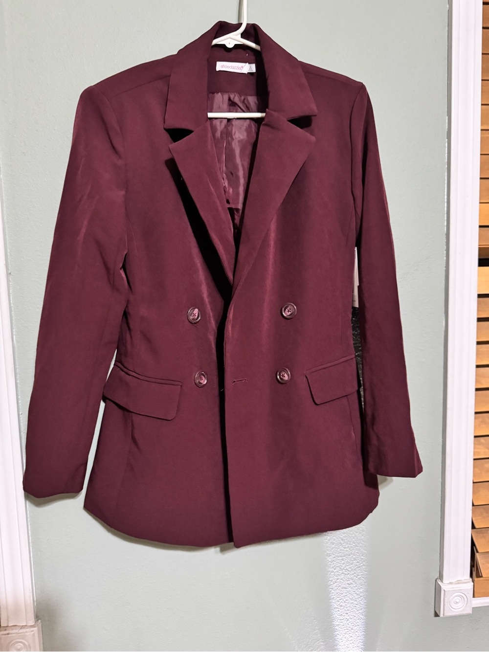 Shoe Dazzle Double-Breasted Blazer in Burgundy